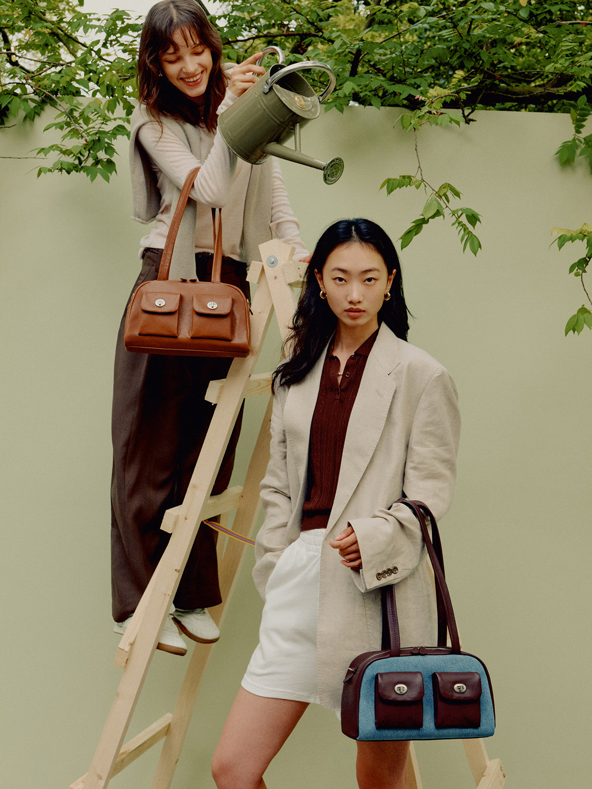 Large Double Pocket Boston Bag