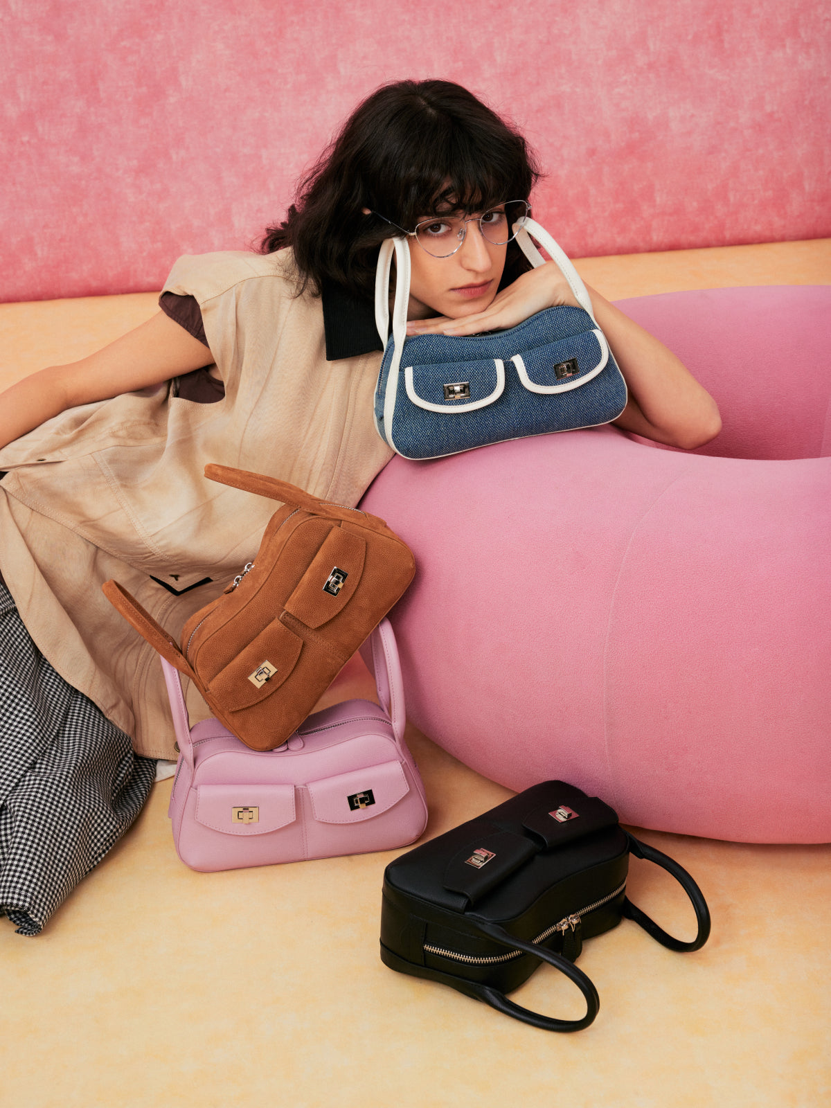 Top-grain cowhide flap bag