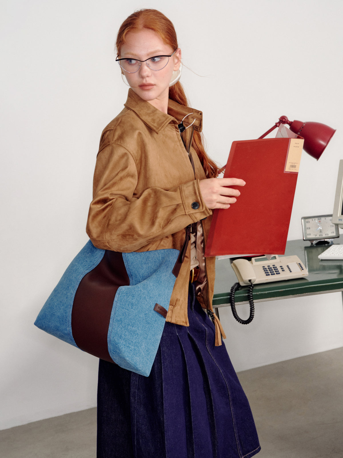 Large capacity patchwork commuter underarm bag