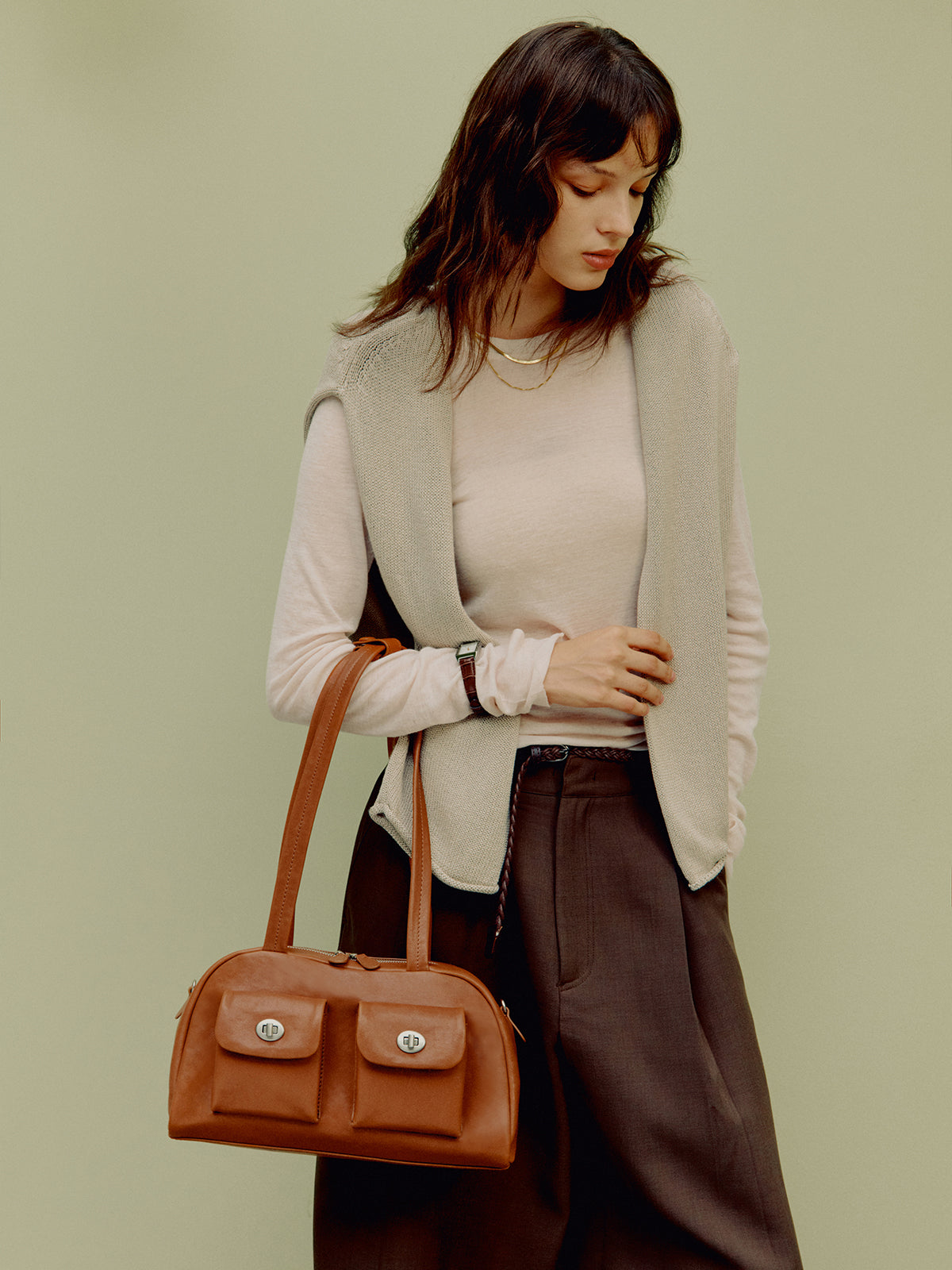 Large Double Pocket Boston Bag