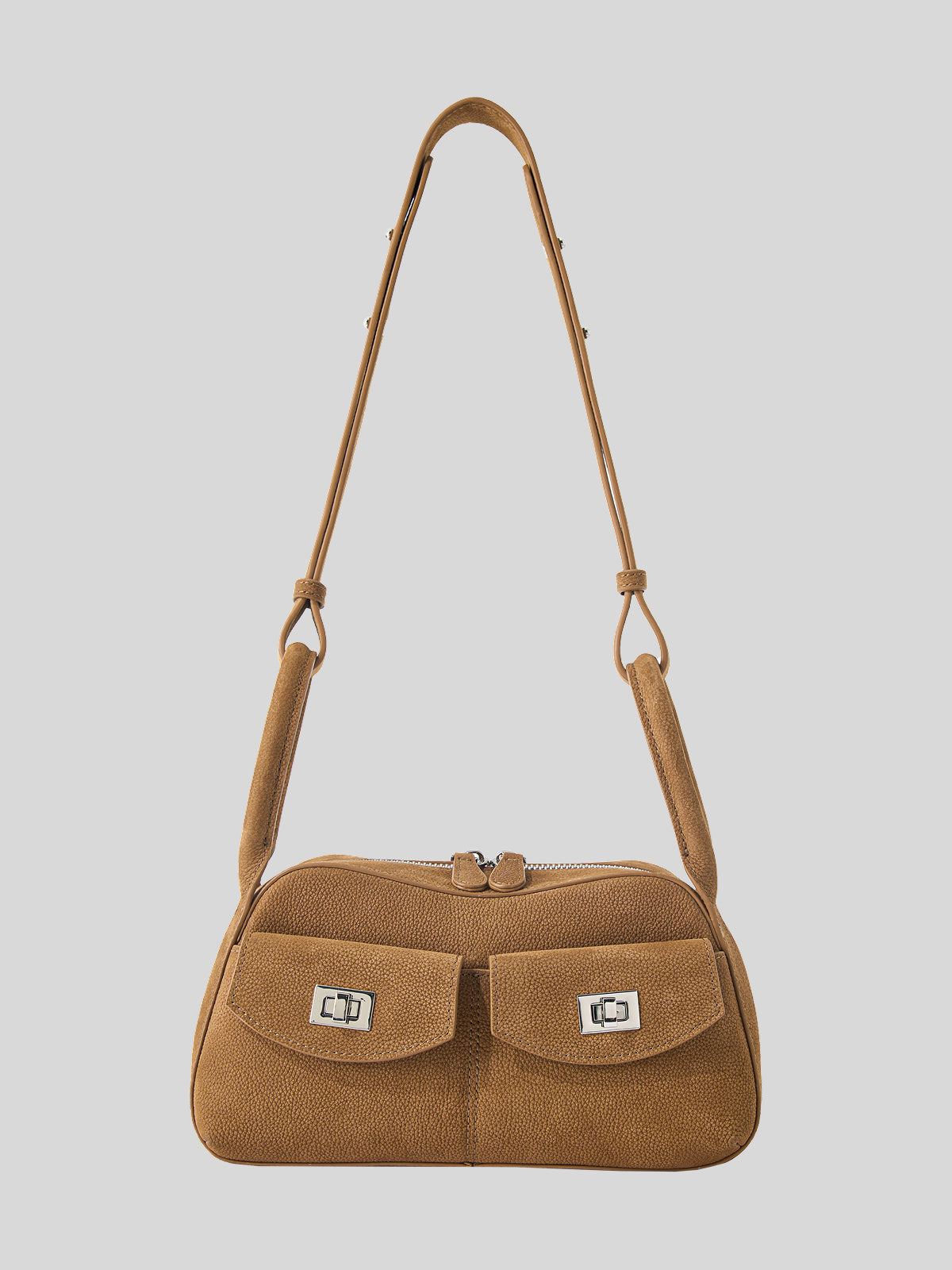 Top-grain cowhide flap bag