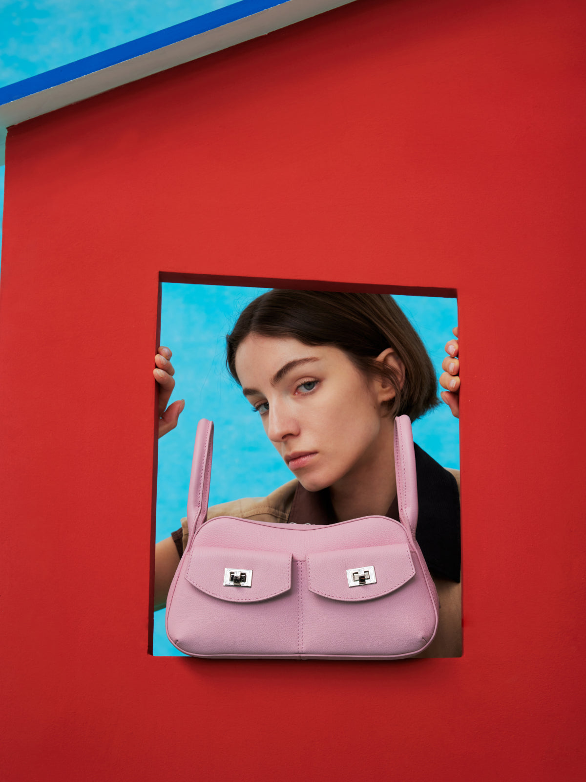 Top-grain cowhide flap bag