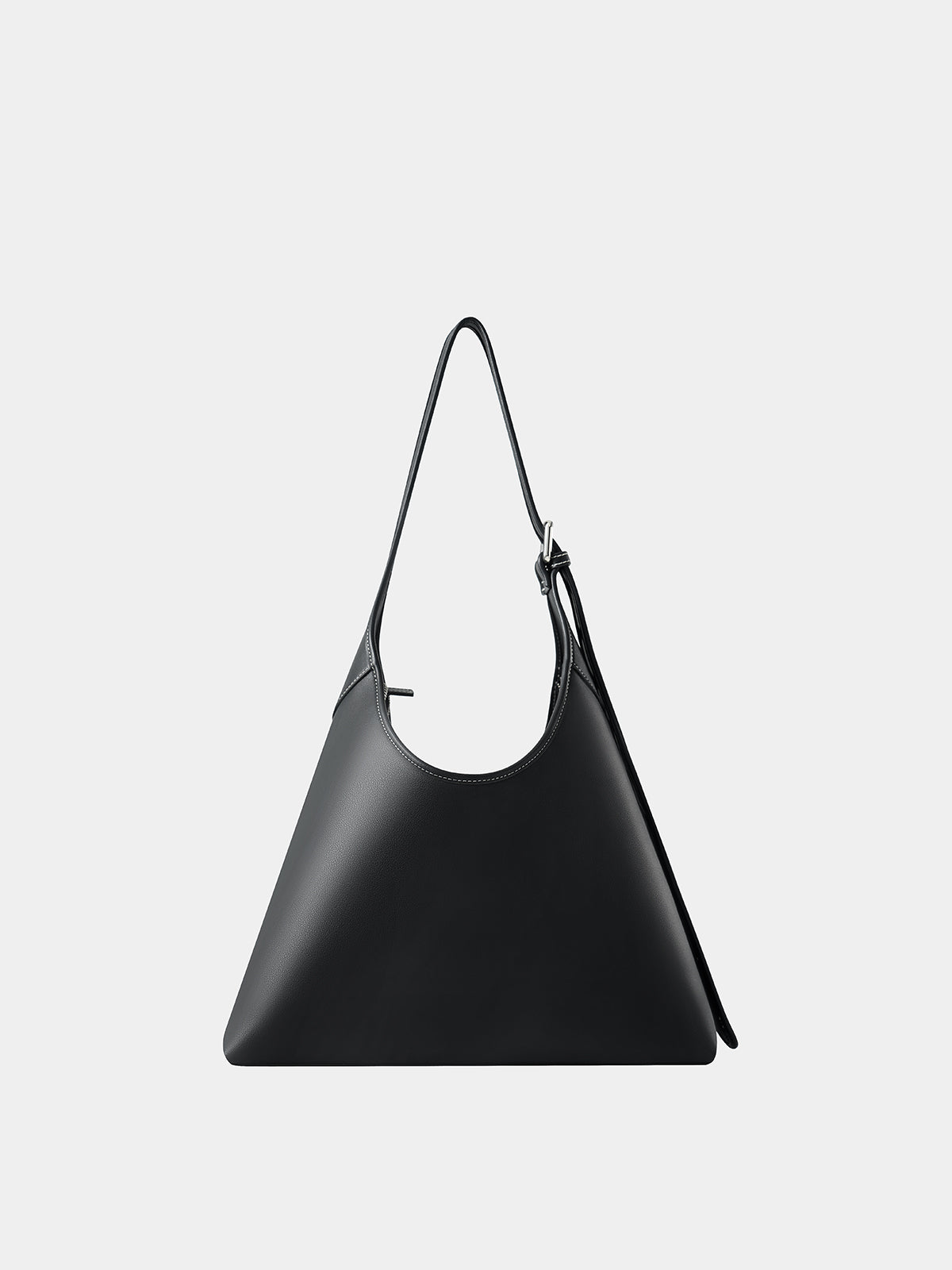 Genuine leather triangular tote hobo bag (large size)
