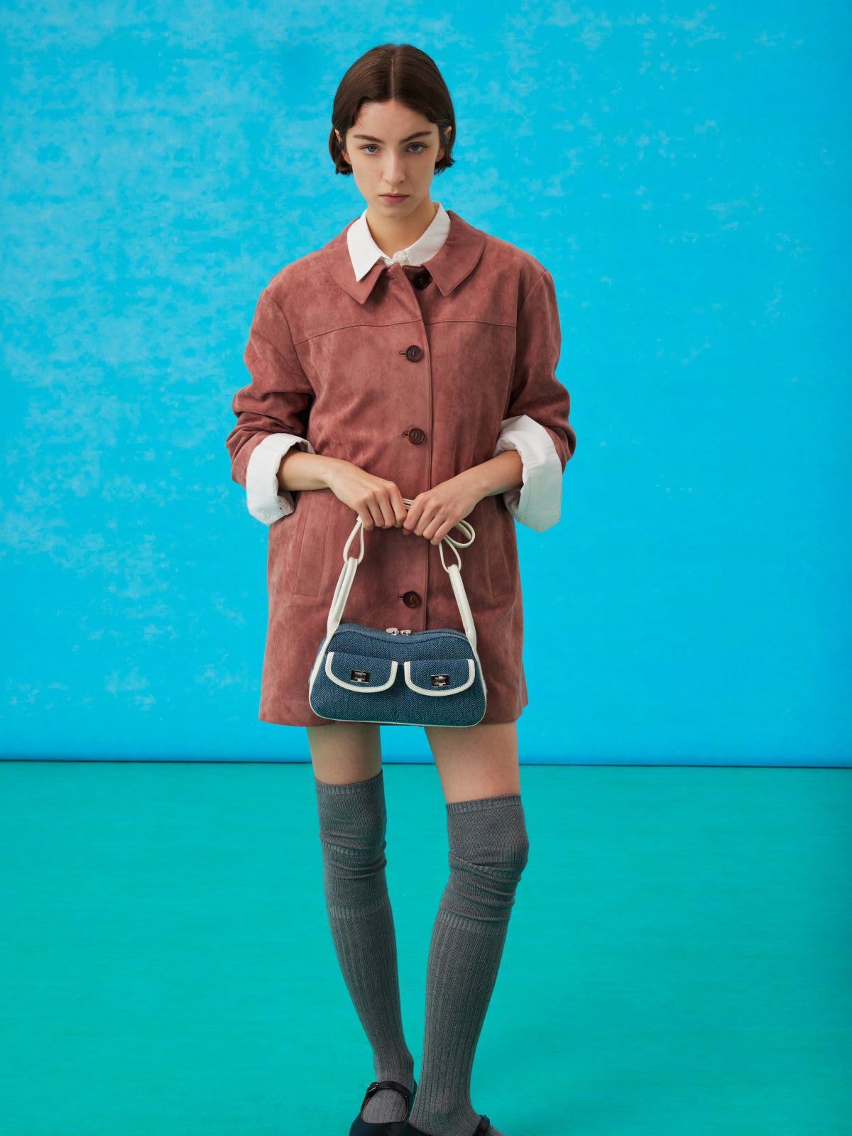 Top-grain cowhide flap bag