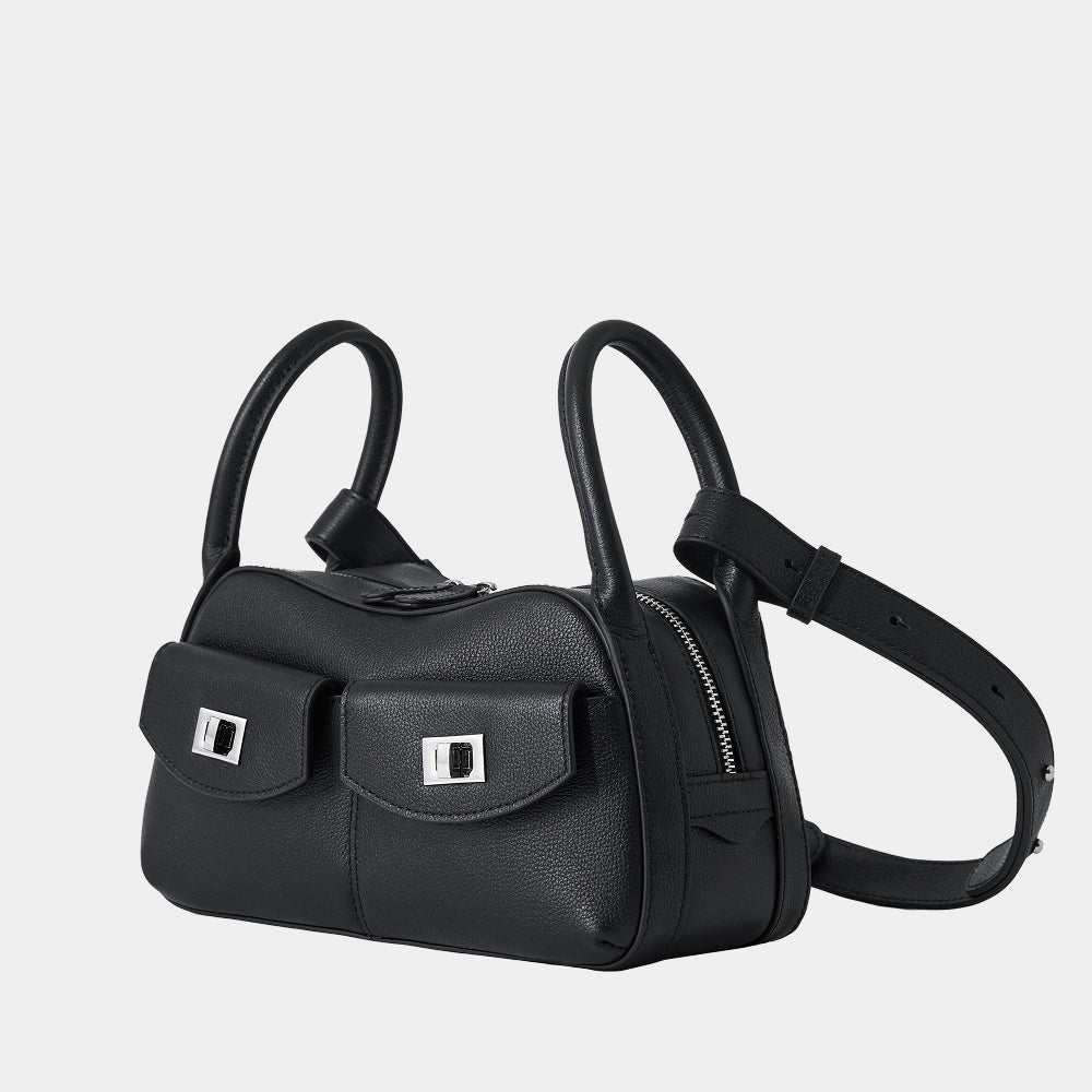 Top-grain cowhide flap bag