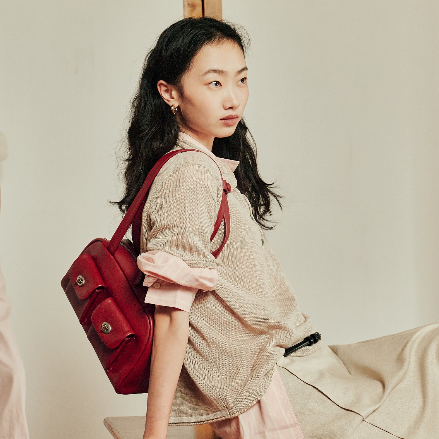 Large Double Pocket Boston Bag