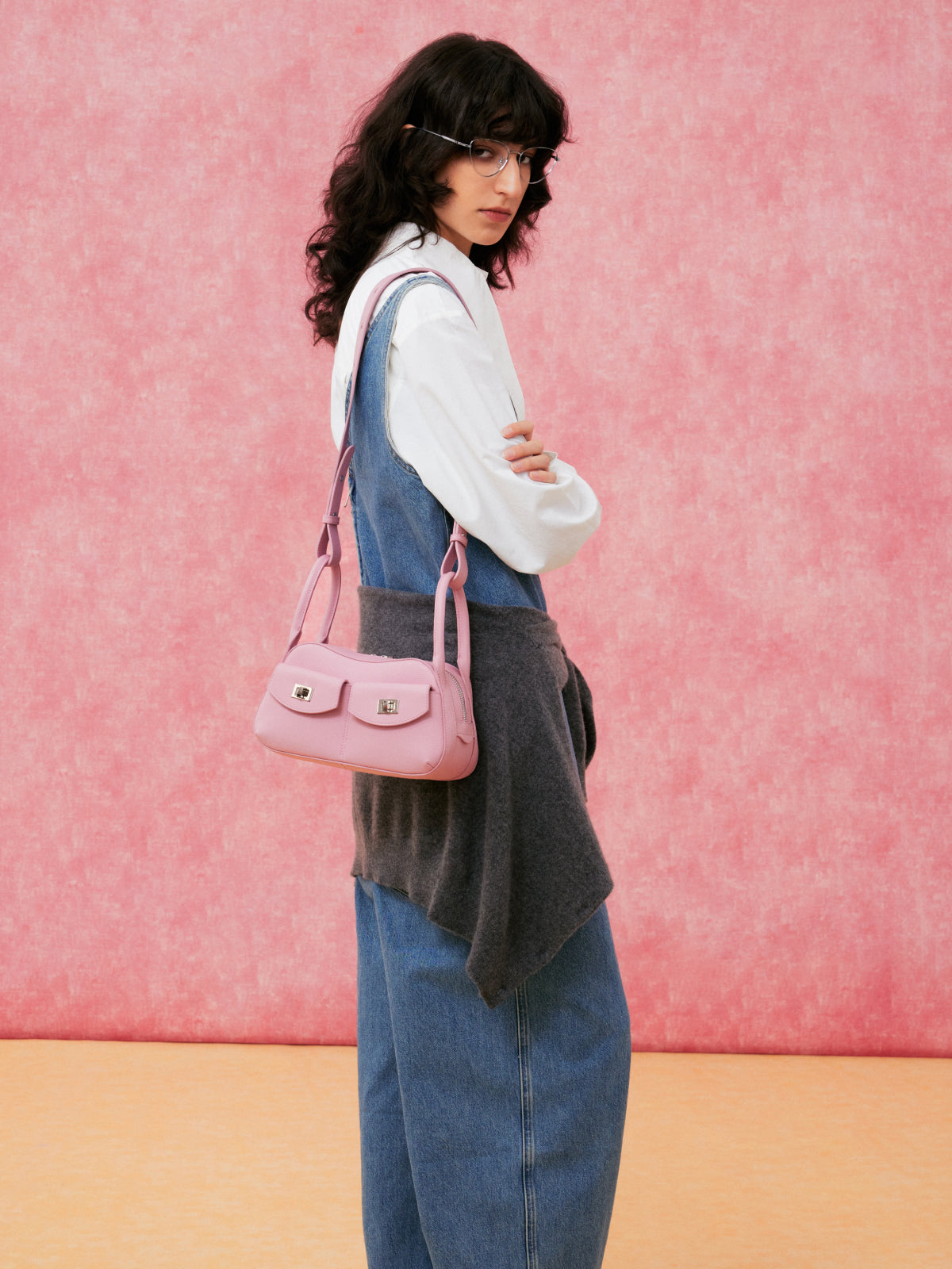 Top-grain cowhide flap bag