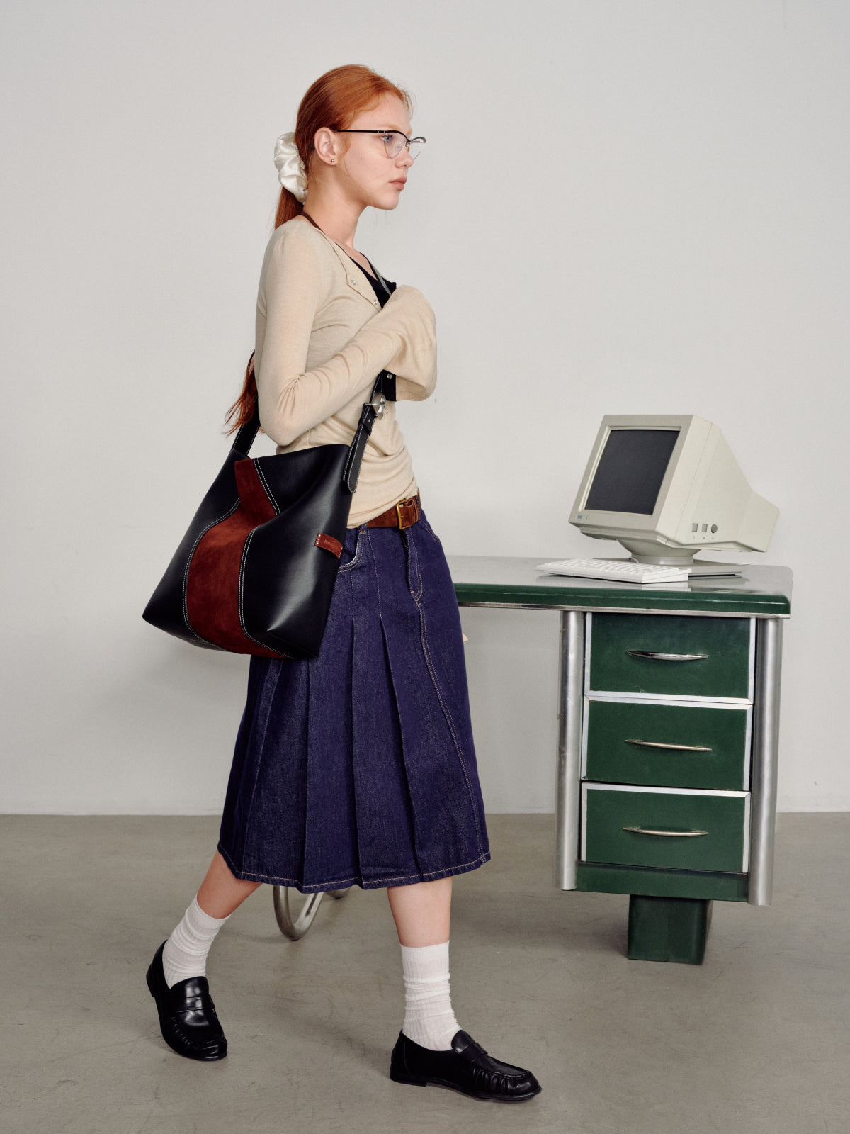 Large capacity patchwork commuter underarm bag