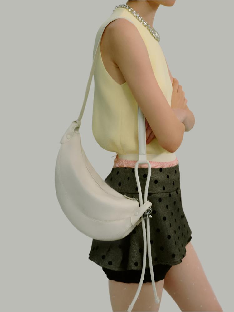 Medium Croissant Crossbody Bag Shoulder Bag - white