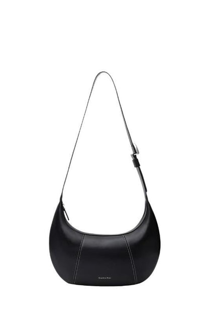 Roseless Medium Croissant Leather Bag - Black