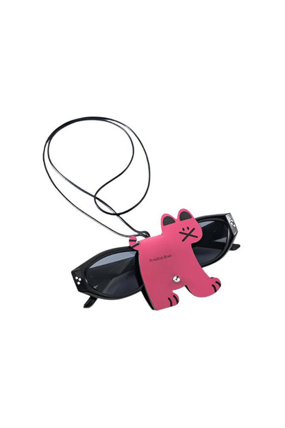 Leather Sunglasses Holder with lanyard - puppy