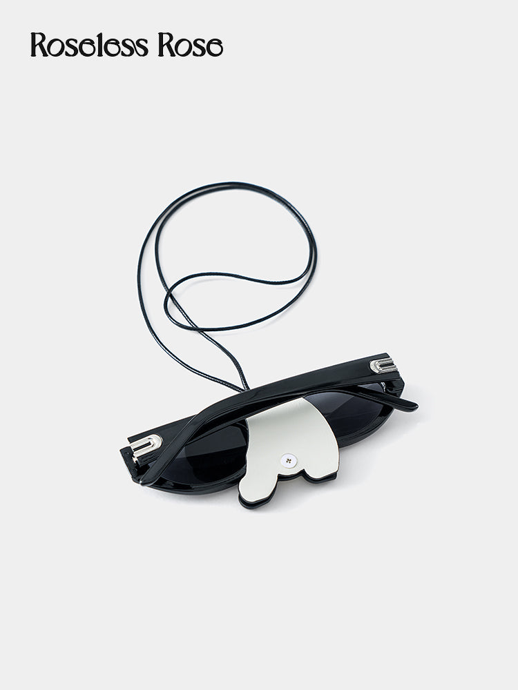 Leather Sunglasses Holder with lanyard - puppy