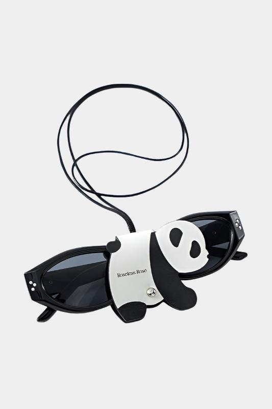 Leather Sunglasses Holder with lanyard - panda